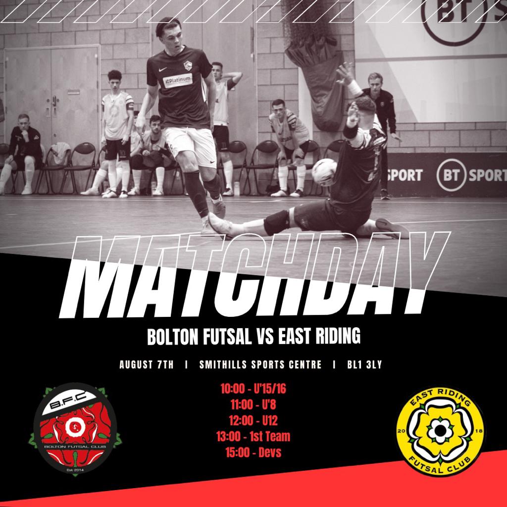FULL CLUB MATCH DAY 📢 Join us this Sunday 7th Aug for live futsal as we see our Seniors &amp; Development Team hit the court to take on <a href="/ERFutsalClub/">East Riding Futsal Club</a> 13.00pm ko
Adults £2.00 on the door 
Children FOC 🔥🔥🔥