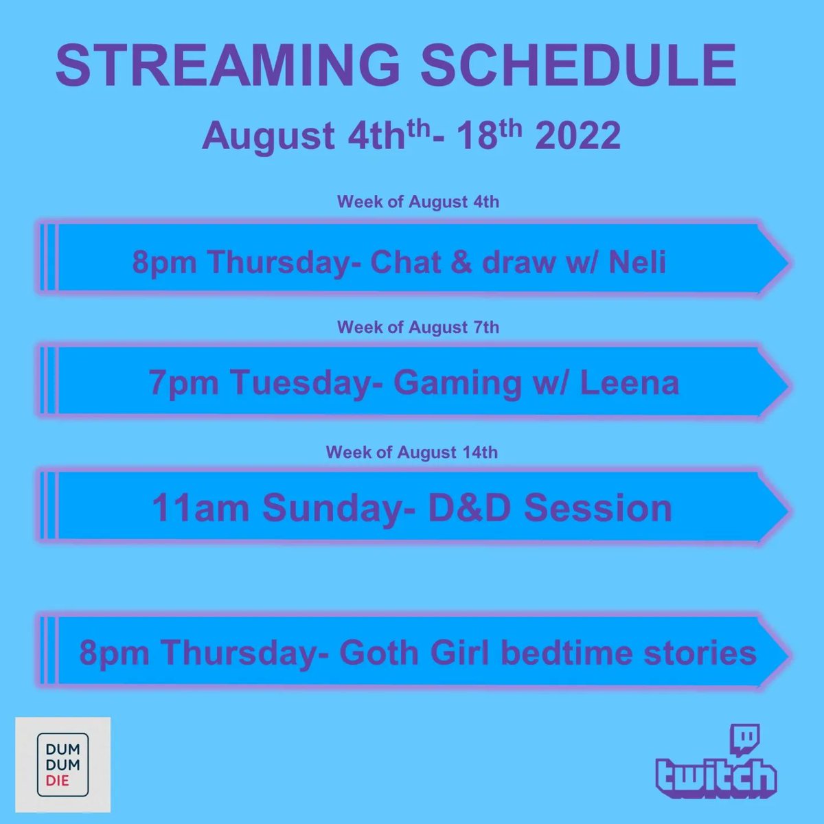 DumDumDie's tweet photo. It's a new month and we have SO much in store for you. Join our first August casual #twitchlivestream tomorrow at 8pm SAST @ https://t.co/SEgmpp6TXz
And swipe to see some of our members hanging out at the most recent phase of #howtodm boot camps
#ttrpg #livestreamschedule https://t.co/gr4nHXs7AV