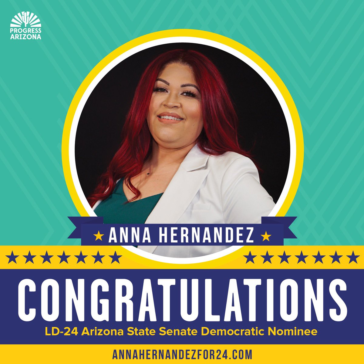 Progress_AZ's tweet photo. Last night, @ahernandezfor24 made history for winning her Democratic State Senate primary in Maryvale against a corporate-backed incumbent! 

We are proud to have endorsed a bold progressive community member &amp; we're looking forward to what she'll bring to the #AZLeg! https://t.co/6EcJp1l2kC
