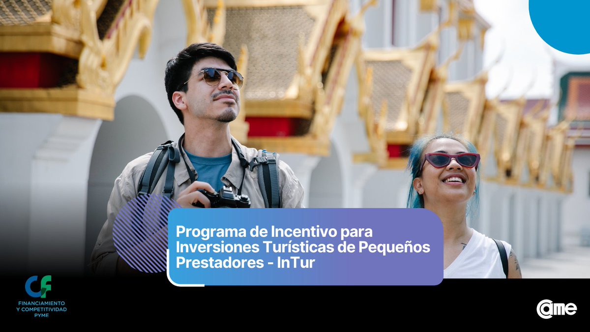 📢Junto a <a href="/CAMEturismo/">CAME Turismo</a> informamos que la convocatoria al #ANR Programa de Incentivo para Inversiones Turísticas de Pequeños Prestadores #InTur estará vigente hasta el 23 de agosto para presentar los proyectos de inversión. 🗓
Conocé más en bit.ly/3OcxZRT