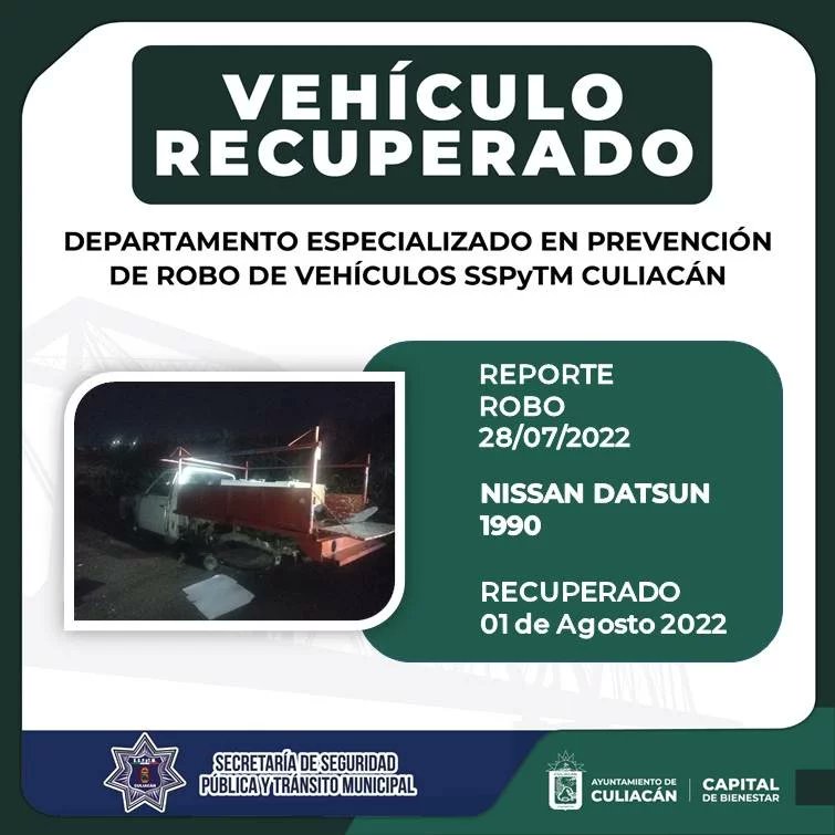 SSPyTM_Culiacan's tweet photo. #RECUPERADOS || Estos son los vehículos recuperados del 01 al 02 de Agosto del 2022, por Policías Preventivos del Departamento Especializado en Prevención de Robo de Vehículos de la SSPyTM.

#SSPyTM #CapitaldeBienestar #DEPROV https://t.co/VM9yfkc1sp