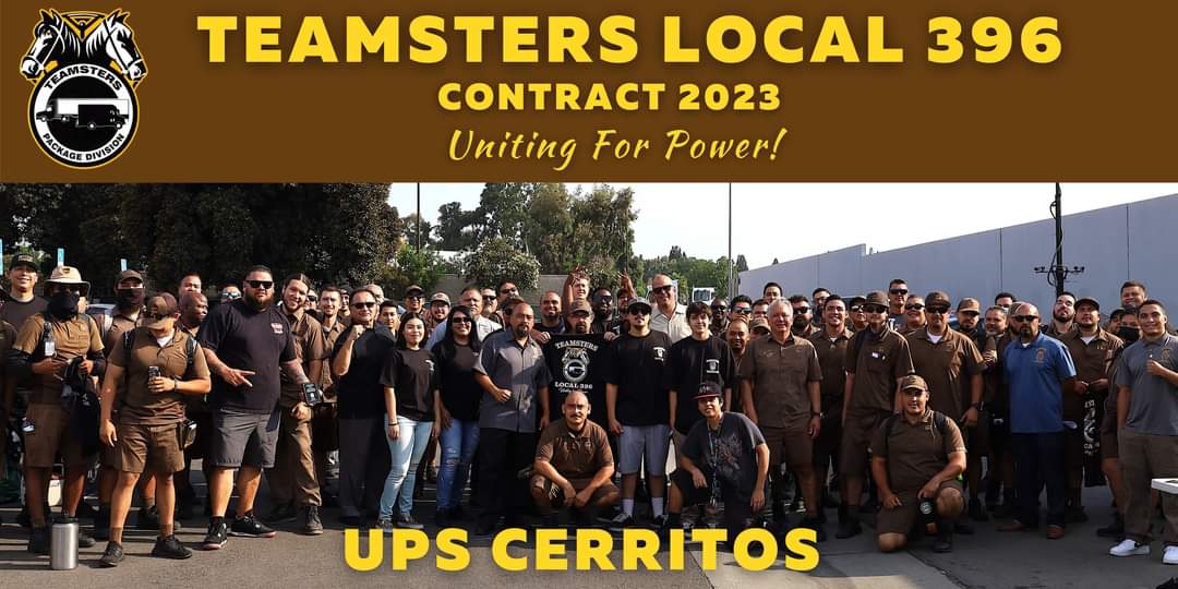 Teamsters Local 396 UPSers at the Cerritos Hub are #UnitingForPower today to win a fair contract at UPS in 2023! Please click on the link below to support your fellow UPS Teamsters and receive campaign updates! bit.ly/Teamsters396Pl…