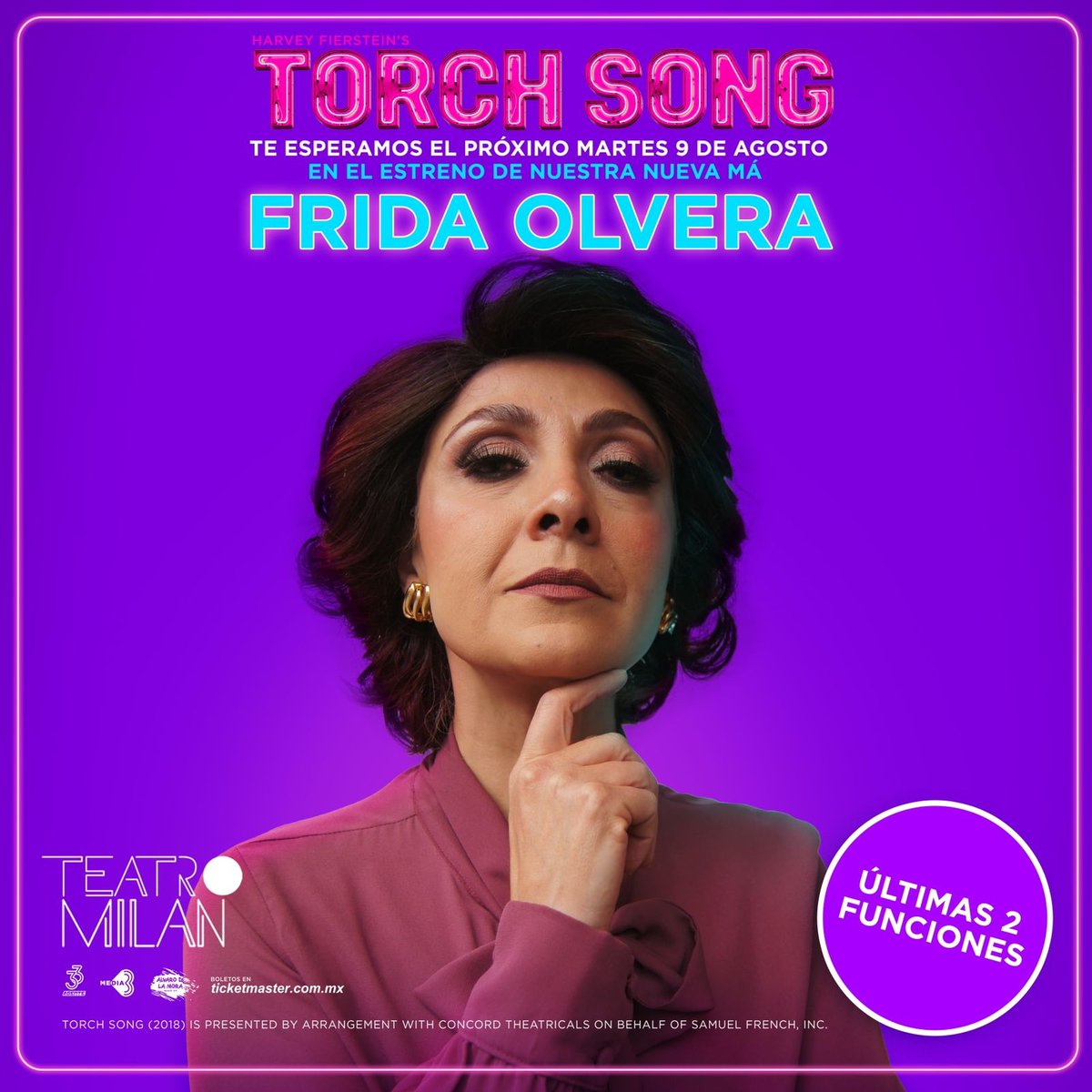 Torch Song (@torch_song_mx) on Twitter photo Le damos la bienvenida a nuestra muy querida y talentosísima actriz <a href="/frida10_/">Frida Olvera Sotres</a> quien se integrará a la familia de #TorchSong a partir del próximo martes 9 de agosto.
¡No se la pierdan!
🎟️Boletos en la taquilla del <a href="/teatro_milan/">Teatro Milán</a> y <a href="/Ticketmaster_Me/">Ticketmaster México</a>
👉bit.ly/3vF6mL0 Le damos la bienvenida a nuestra muy querida y talentosísima actriz <a href="/frida10_/">Frida Olvera Sotres</a> quien se integrará a la familia de #TorchSong a partir del próximo martes 9 de agosto.
¡No se la pierdan!
🎟️Boletos en la taquilla del <a href="/teatro_milan/">Teatro Milán</a> y <a href="/Ticketmaster_Me/">Ticketmaster México</a>
👉bit.ly/3vF6mL0