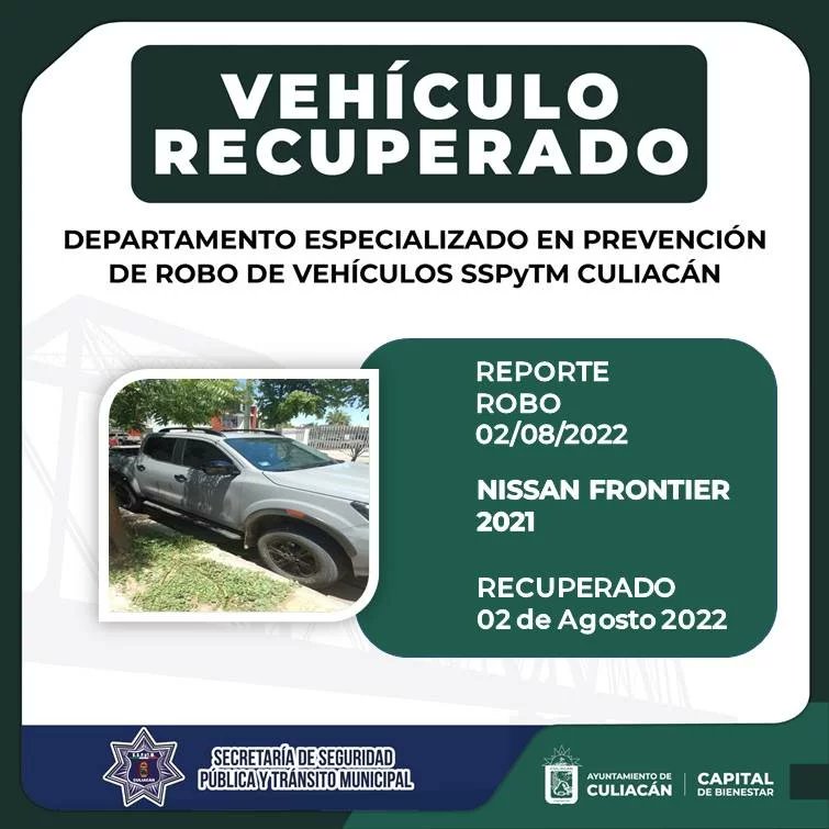 SSPyTM_Culiacan's tweet photo. #RECUPERADOS || Estos son los vehículos recuperados del 01 al 02 de Agosto del 2022, por Policías Preventivos del Departamento Especializado en Prevención de Robo de Vehículos de la SSPyTM.

#SSPyTM #CapitaldeBienestar #DEPROV https://t.co/S0aAijQgn6