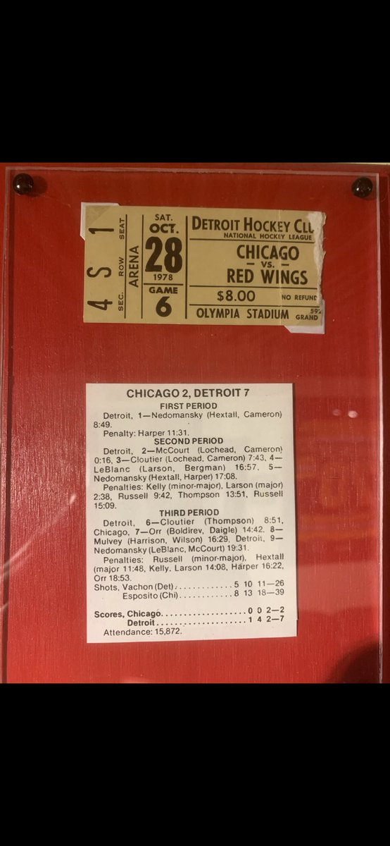 4DeanMcC's tweet photo. @darrenrovell Stub from Bobby Orr’s 270th NHL goal and 915th NHL point, both his last! Have you seen many of these? https://t.co/Oj0YoZghWx