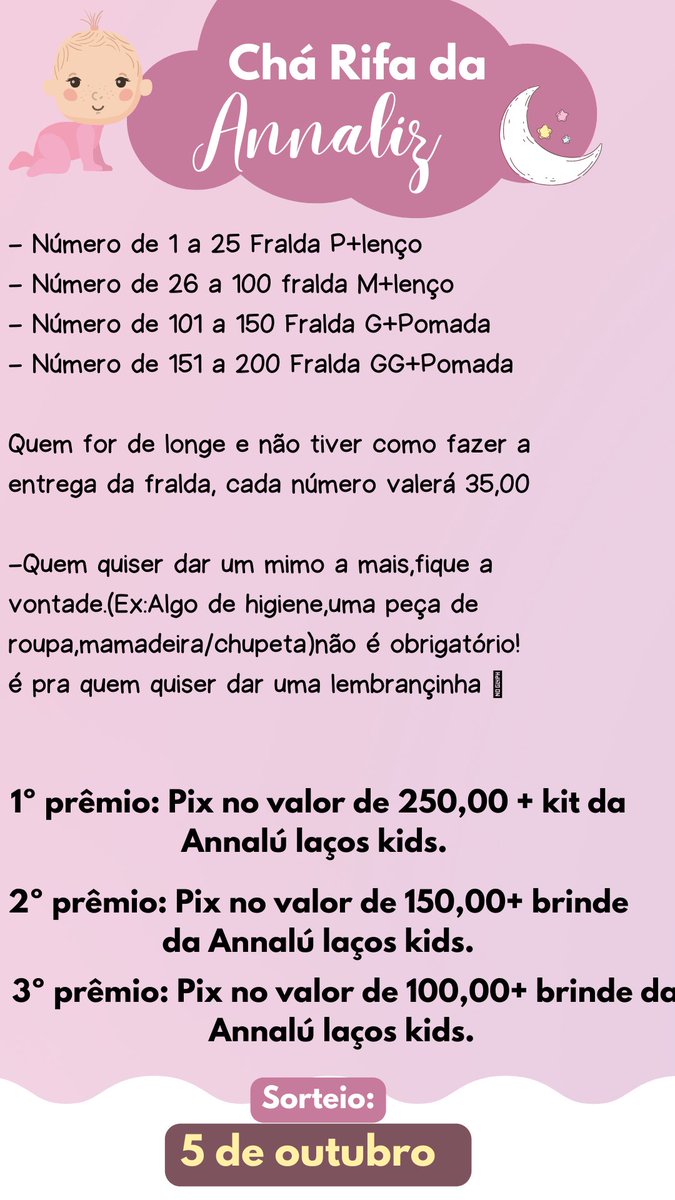 Ana_Barbarax's tweet photo. Chá rifa da nossa Annaliz ❤️

1º prêmio: 250,00
2º prêmio: 150,00
3º prêmio: 100,00

Quem puder nos ajudar ficarei grata 😍 https://t.co/3IIgSdnLiW