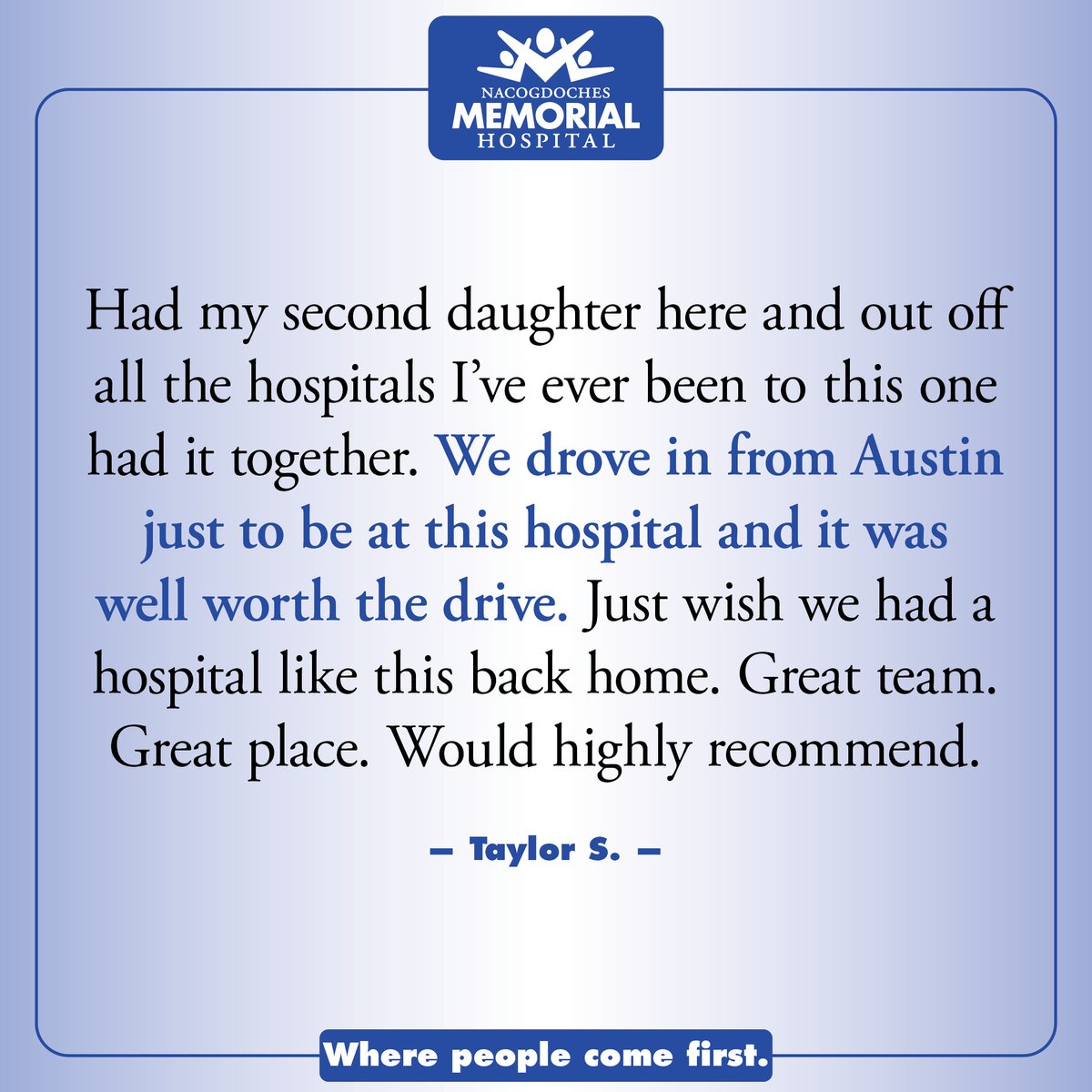 nacmem's tweet photo. A four hour drive is quite the compliment! Thank you for entrusting us with your baby girl, Taylor 🥰
#Testimonial #WherePeopleComeFirst https://t.co/89YIT939jP