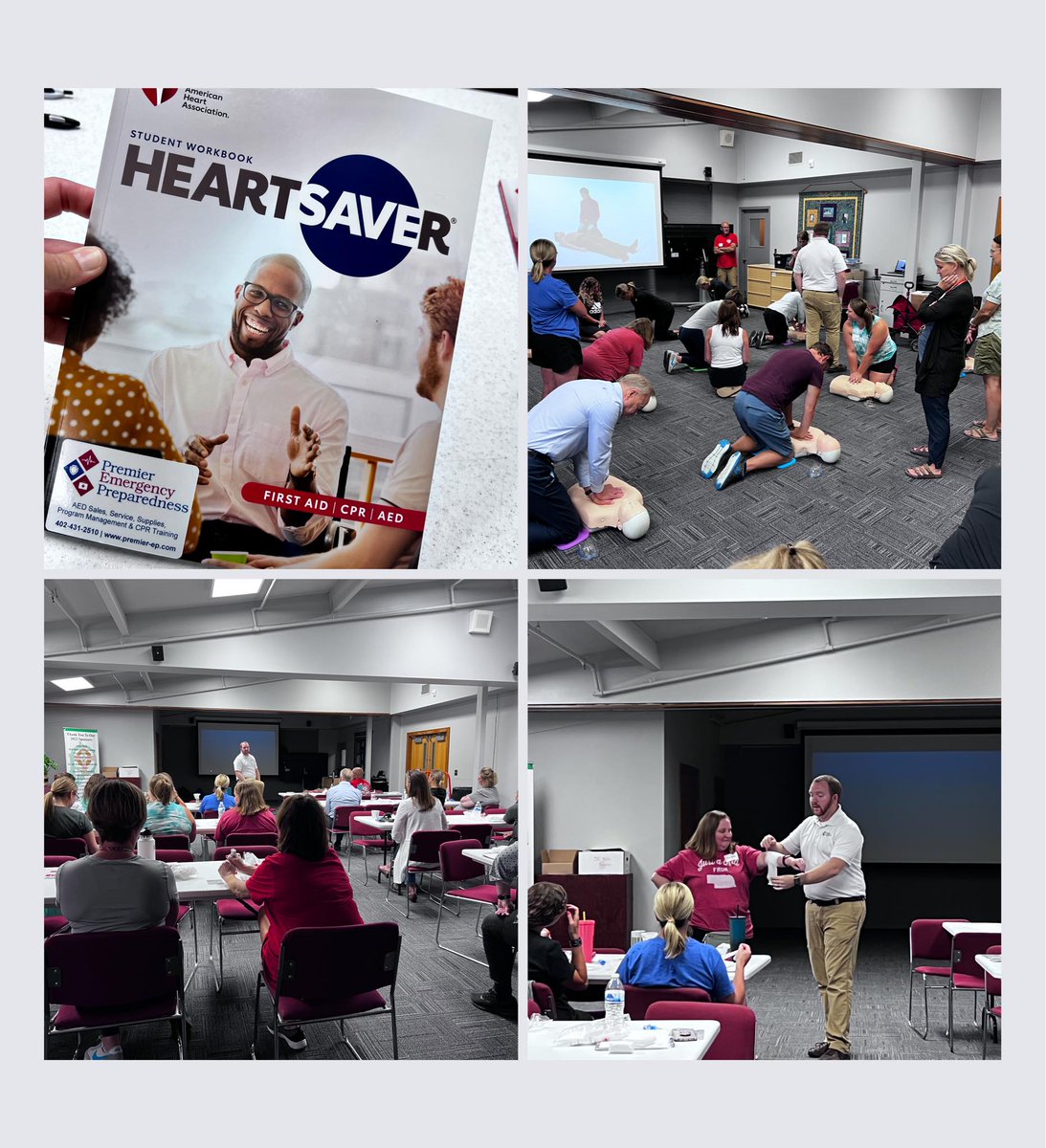 PremierEPLLC's tweet photo. 1/2 #Kudos to the staff at @StPatsAngels and @elkhornstpats who became certified in CPR/AED &amp; First Aid this week!  They are better prepared to respond to an emergency for the adults and children in their building. 
#teachers #BacktoSchool2022 #CPR #firstaid https://t.co/9JZXzDljyW