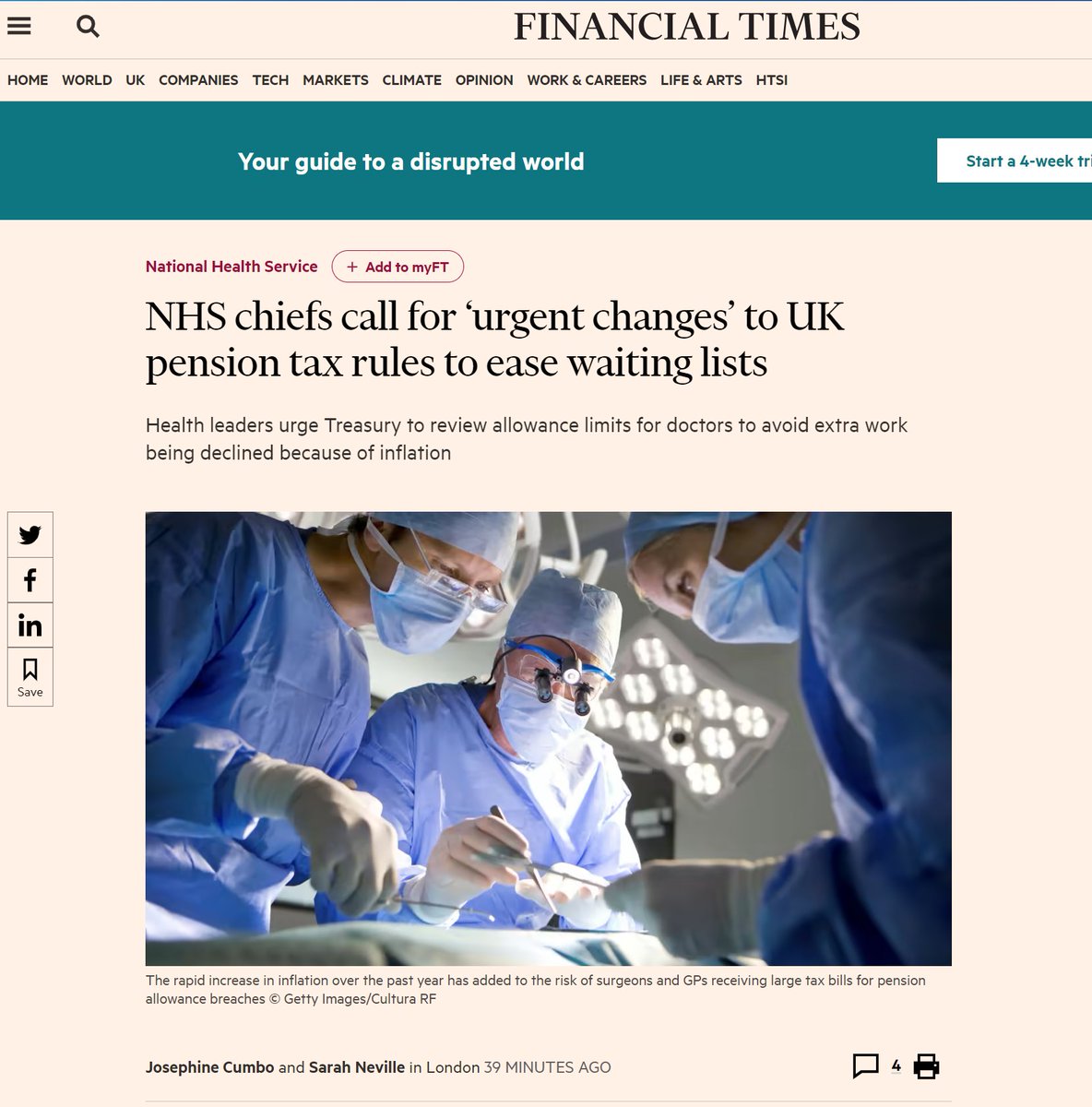 Dr Tony Goldstone (@goldstone_tony) on Twitter photo 1/ SCOOP: Important scoop from <a href="/JosephineCumbo/">Josephine Cumbo</a> <a href="/FT/">Financial Times</a> <a href="/SarahNev/">Sarah Neville</a>
“As the <a href="/TheBMA/">The BMA</a> has repeatedly highlighted, it is within the gift of the Treasury to fix this by urgently amending the Finance Act to prevent senior doctors from being forced to retire,”
Pls share widely / RT 1/ SCOOP: Important scoop from <a href="/JosephineCumbo/">Josephine Cumbo</a> <a href="/FT/">Financial Times</a> <a href="/SarahNev/">Sarah Neville</a>
“As the <a href="/TheBMA/">The BMA</a> has repeatedly highlighted, it is within the gift of the Treasury to fix this by urgently amending the Finance Act to prevent senior doctors from being forced to retire,”
Pls share widely / RT