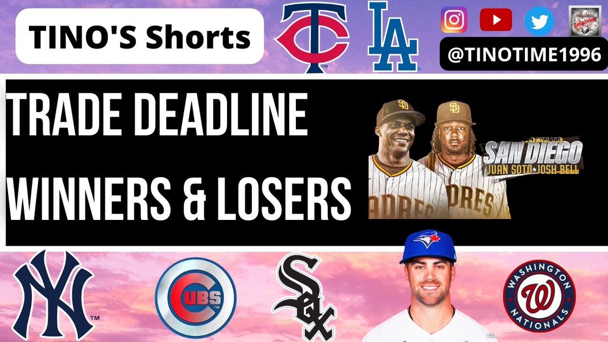 tinotime1996's tweet photo. 🚨🚨 NEW EPISODE COMING TOMORROW 🚨🚨
Who Won the #TradeDeadline? Who lost it? Come & Watch to see What I Think 🤔
#MLB #MLBTRADE #Paders #Nationals #Winners #Losers #Trade #LIVE #NEWW https://t.co/sNVBwfoVMu