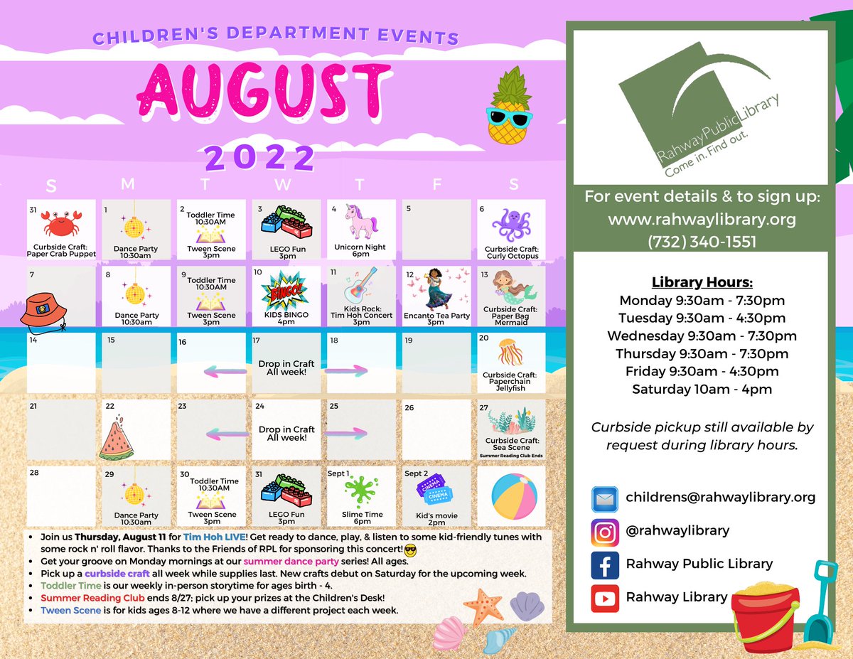 August Events at Rahway Public Library!