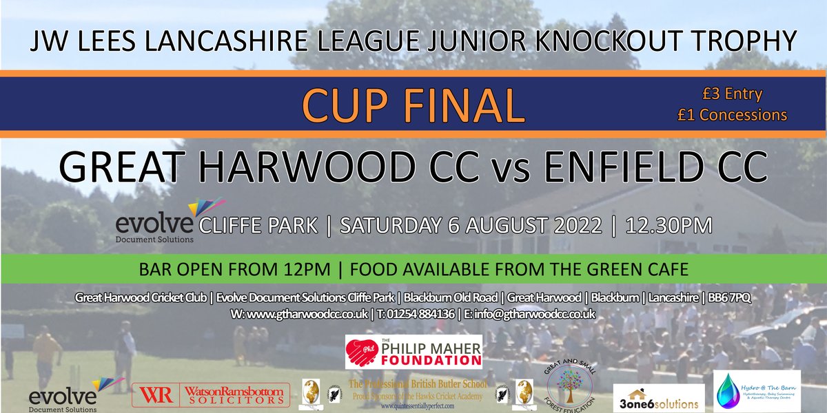 greatharwoodcc's tweet photo. Then on Saturday, our 2nd XI take on @Enfieldcc in the @JWLeesBrewery @lancs_league Junior Cup Final

This is at @EvolveDocS Cliffe Park and starts at 12.30pm. Entry is £3 (£1 Concessions)

The bar will be open from 12pm with food available from The Green Cafe.

Come and join us! https://t.co/oHSrBlFaYC