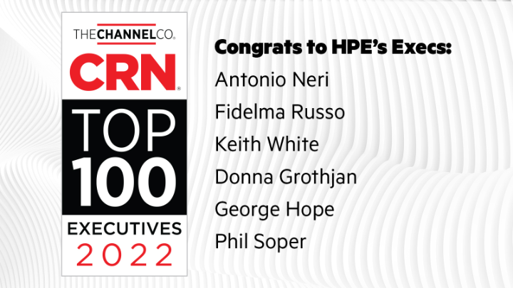 '<a href="/HPE/">HPE</a> announces that 6 #HPE executives made CRN’s 2022 Top 100 Executives list-- across all 4 categories-- with <a href="/AntonioNeri_HPE/">Antonio Neri</a> taking No. 1 Most Influential.' #WeAreHPE hpe.to/6014zNFiy