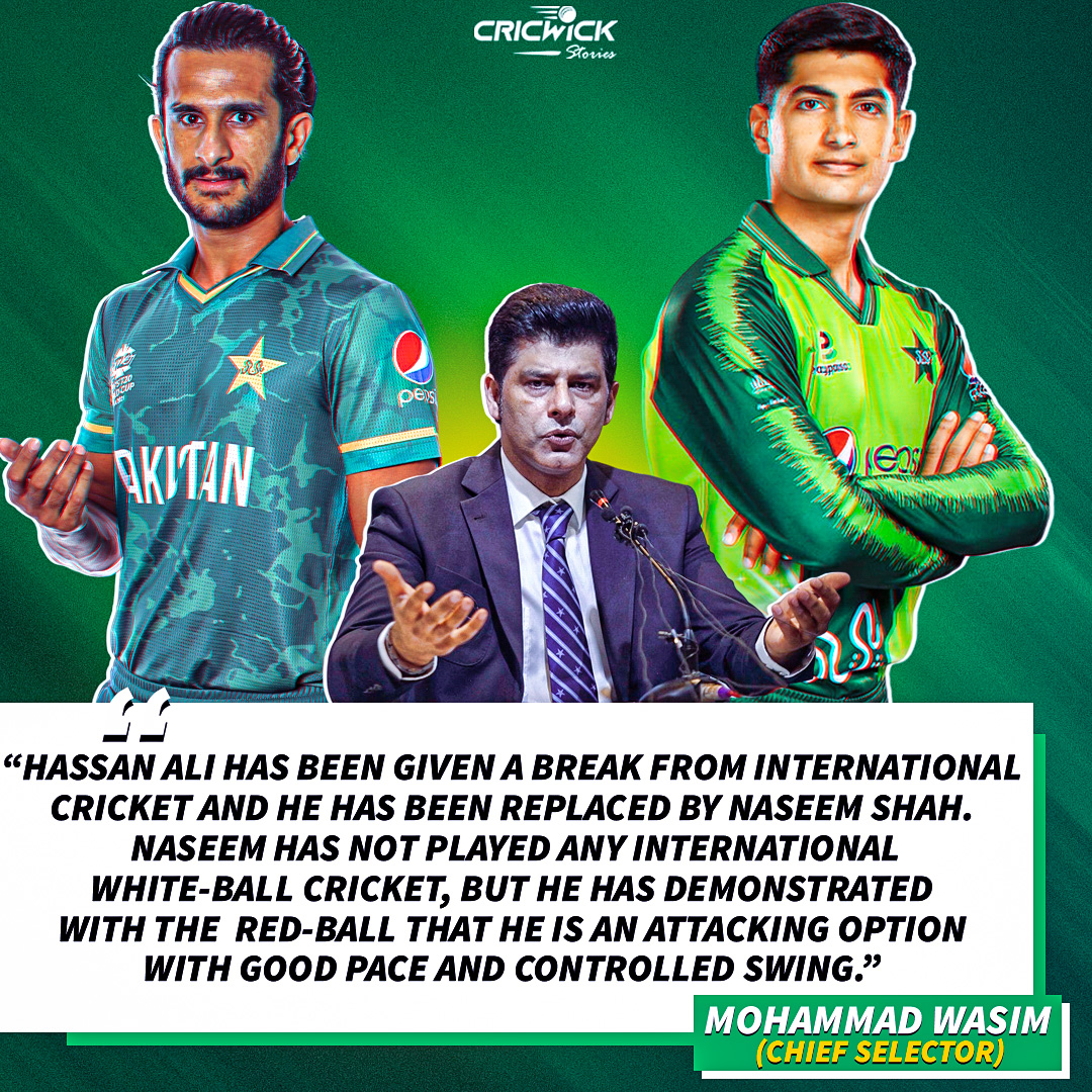StoriesCW's tweet image. - @RealHa55an has finally been replaced by @iNaseemShah  🫣

- Are you satisfied with Wasim's justification❓🧐

#CricWickStories #pakvsneth #ODIs #CricketTwitter