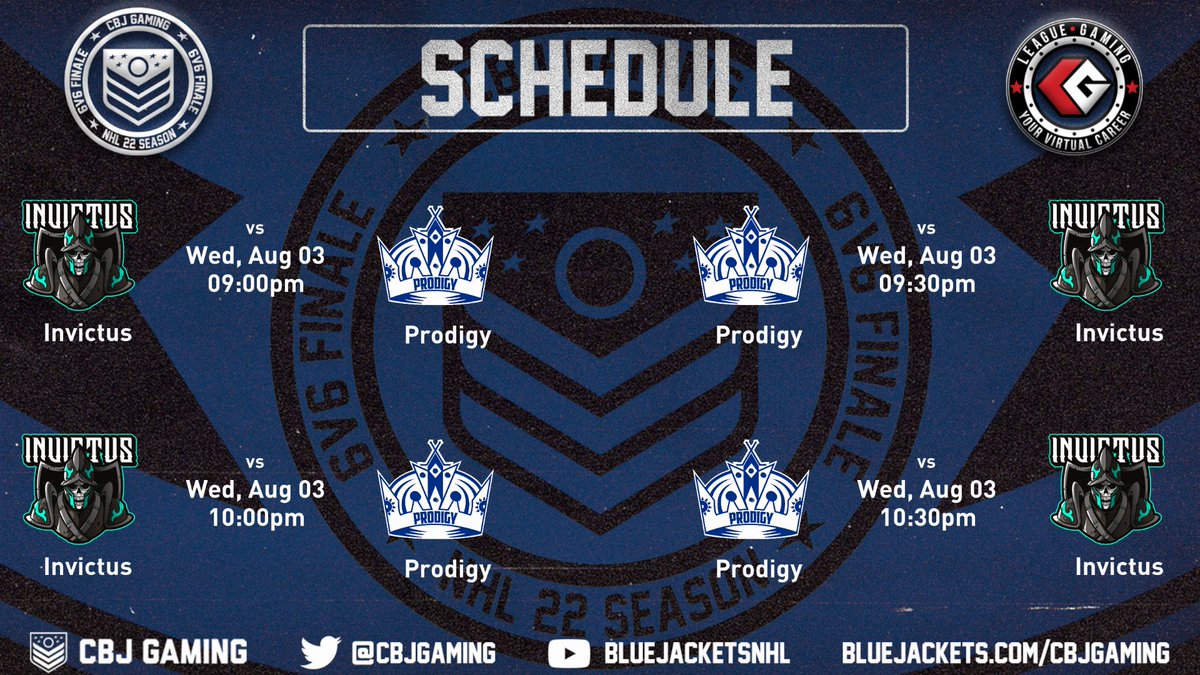 Prodigy (@prodigynhl) on Twitter photo We finished 1st in the regular season in the <a href="/CBJgaming/">CBJ Gaming</a> 6v6 finale and selected our opponents for round 1.
All the action starts tonight for round 1 of the playoffs:
โฐ 9pm EST
๐ @InvictusNHL (Best of 5)
๐บ twitch.tv/polgz We finished 1st in the regular season in the <a href="/CBJgaming/">CBJ Gaming</a> 6v6 finale and selected our opponents for round 1.
All the action starts tonight for round 1 of the playoffs:
โฐ 9pm EST
๐ @InvictusNHL (Best of 5)
๐บ twitch.tv/polgz