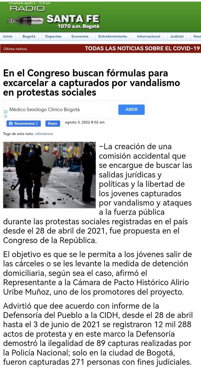 AlirioUribeMuoz's tweet photo. 📻 #ReporteDePrensa #RadioSantaFe: En el Congreso buscan fórmulas para excarcelar a capturados por vandalismo en protestas sociales.
Hilo a continuación.... https://t.co/BO6WmB11x9