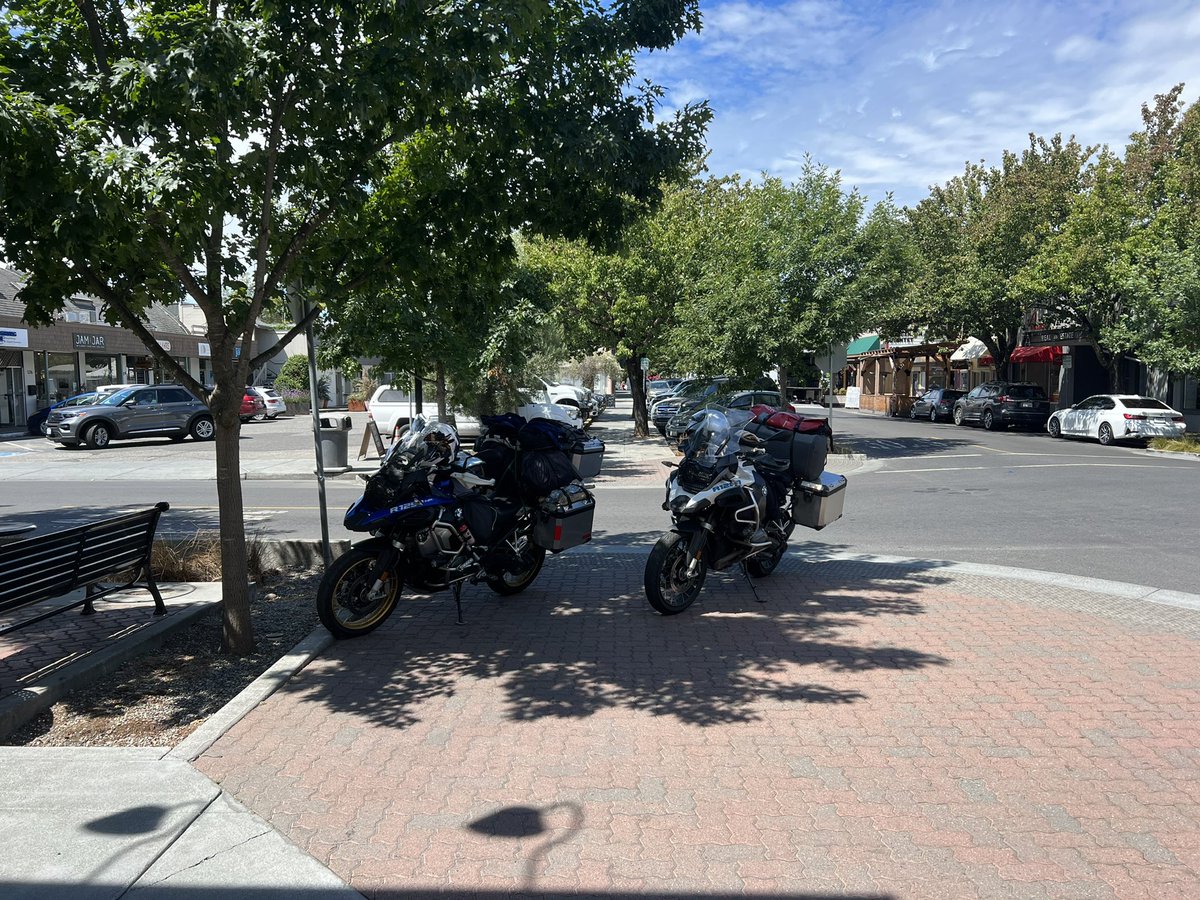 Cellarrat's tweet photo. I believe the proper name for this crew is Ass Hats. Parked their touring cycles right in the way of anyone with ADA needs. #NotLocals https://t.co/Zf4rHZSCOy