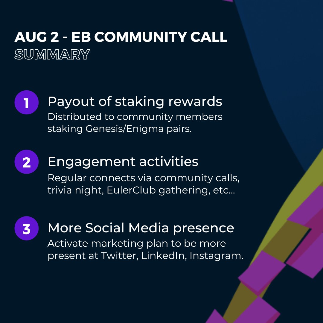 Hey EB fam😘

Community will always be #1 to us.

Thank y’all for showing up to our Discord call yesterday and sharing your awesome ideas and feedback! We hear you as loud and clear as our Futura mixes🚀

Missed the call? Here’s a lil summary👇

Stay tuned for more later😉