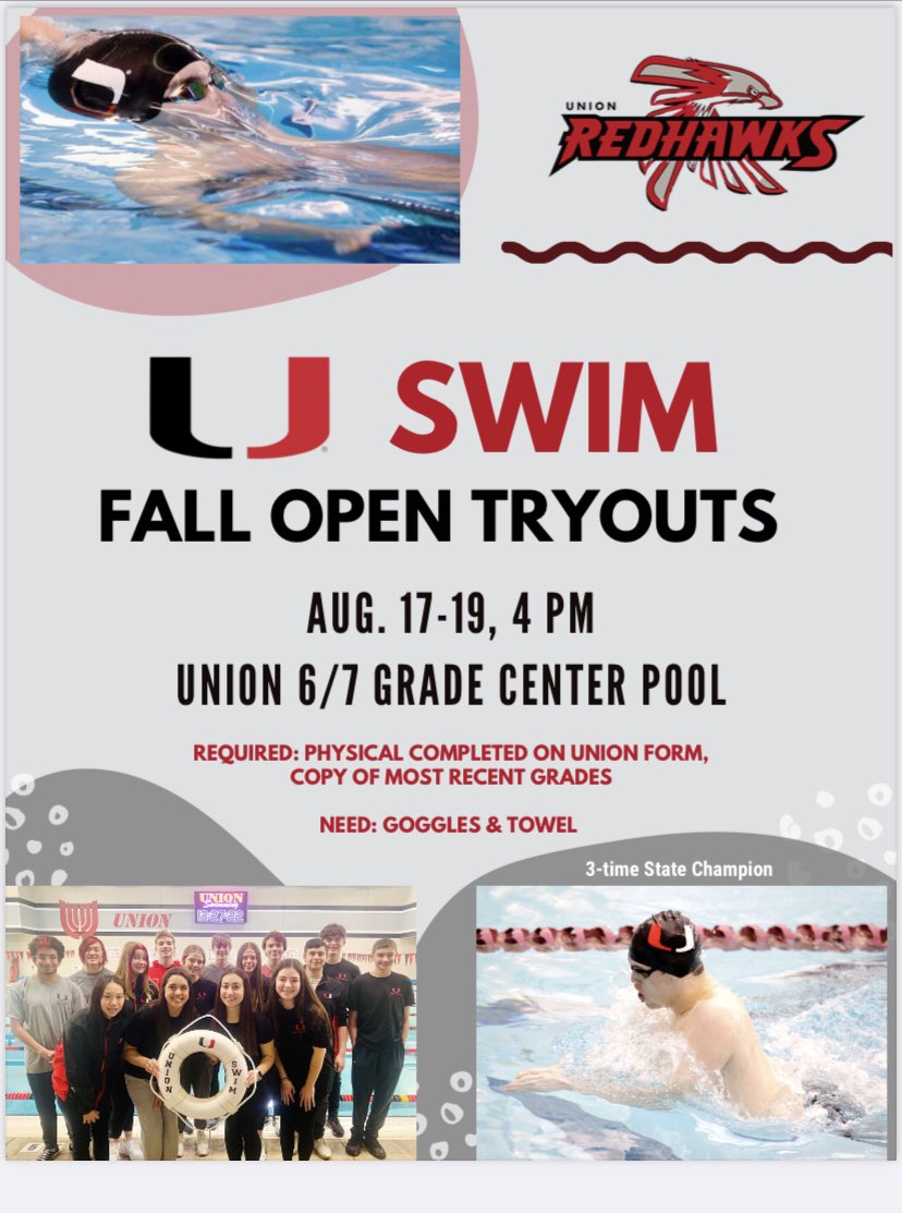 🗣. Last call to join the <a href="/UnionHSSwimming/">Union Swimming</a> team!
