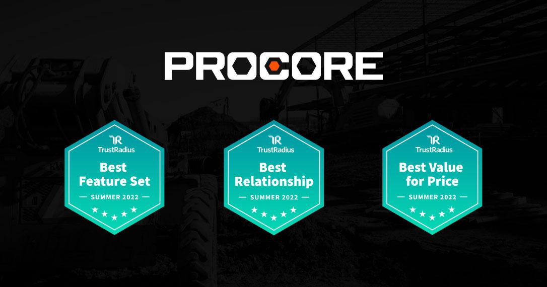 Thank you to all our customers who helped Procore earn TrustRadius's Summer 2022 “Best Of” Awards for Feature Set, Relationship, and Value for Price in the Construction category! Read more here: ow.ly/nTI1103SbEo #Procore #ConTech