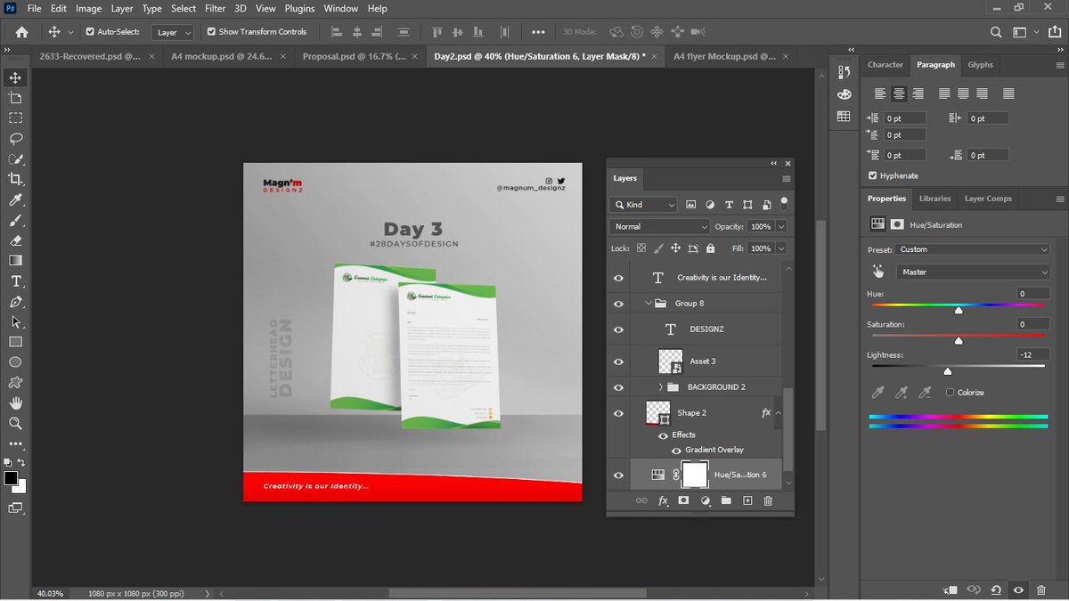 magnum_designz's tweet photo. Day 3.
A letterhead is a stationery design that unifies your printed correspondence to your brand. It's just as important marketing materias. I chose this because of its unique design.
📍Follow me to watch my progress with this challenge.
#28DaysofDesign https://t.co/YaNOSGvYM1