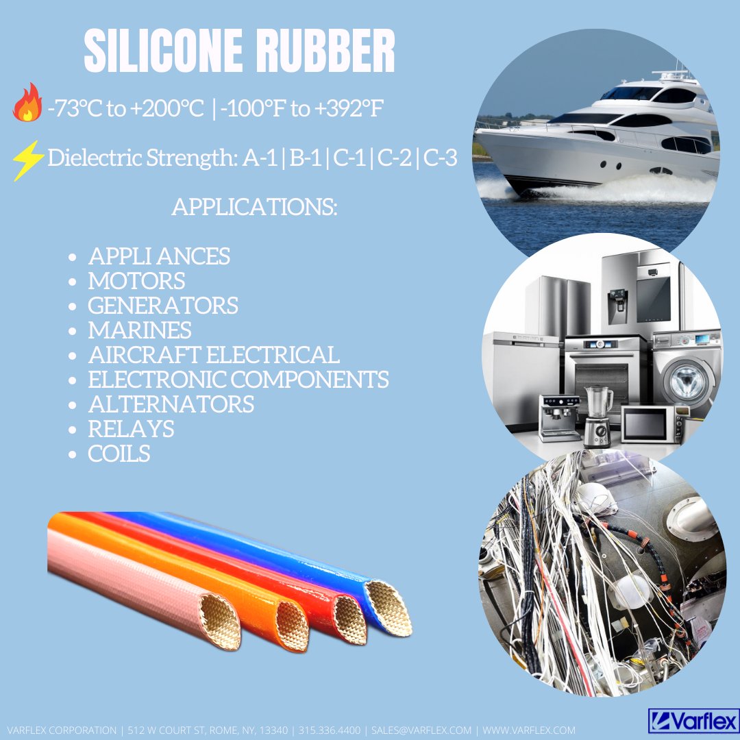varflexcorp's tweet photo. Silicone Rubber performs well when subjected to extreme temperatures and excellent sleeving for abrasion resistances. For more info, visit https://t.co/UsoVFmDUiM
#electricalsleeving #electricalprotection #electricalengineering #wireharness #manufacturedinusa #electricalvehicle https://t.co/XOKLPbpnl0