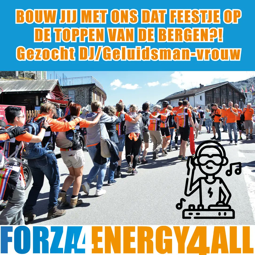 ‼️SPOED OPROEP‼️
GEZOCHT DJ / GELUIDSMAN of VROUW 
6 - 9 september 2022?
Apparatuur (boxen, mengpaneel etc) kunnen wij verzorgen via onze sponsor. Vrijwillige basis, geen vergoeding geven. Neem zo spoedig mogelijk contact op met paul.indenbosch@energy4all.nl 06-10987522 TIP/RT