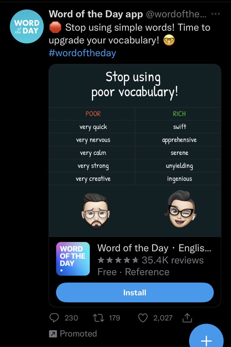 brianhecht's tweet photo. What did I do to deserve Twitter targeting me with endless ads like these? Must be my signature poor grammar and limited vocabulary. 🤷‍♂️ https://t.co/etmZ7lLWpm