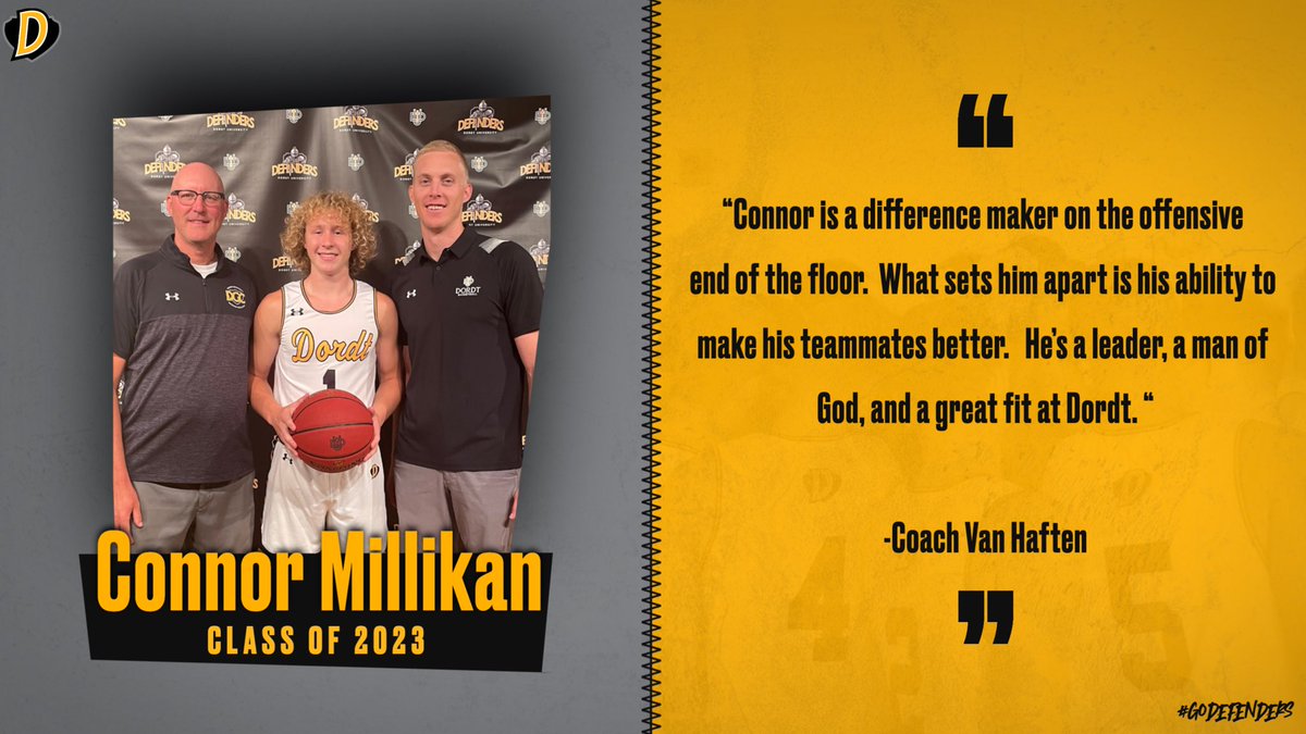 DordtHoops's tweet photo. ⚫️🟡 COMMITTED 🟡⚫️

Excited to announce our first commitment of the Class of 2023 with Connor Millikan! 

Connor led the state of Nebraska in scoring for all levels last season. Welcome to Defender Nation Connor! #DefenderWay https://t.co/bPmnPEpqRX