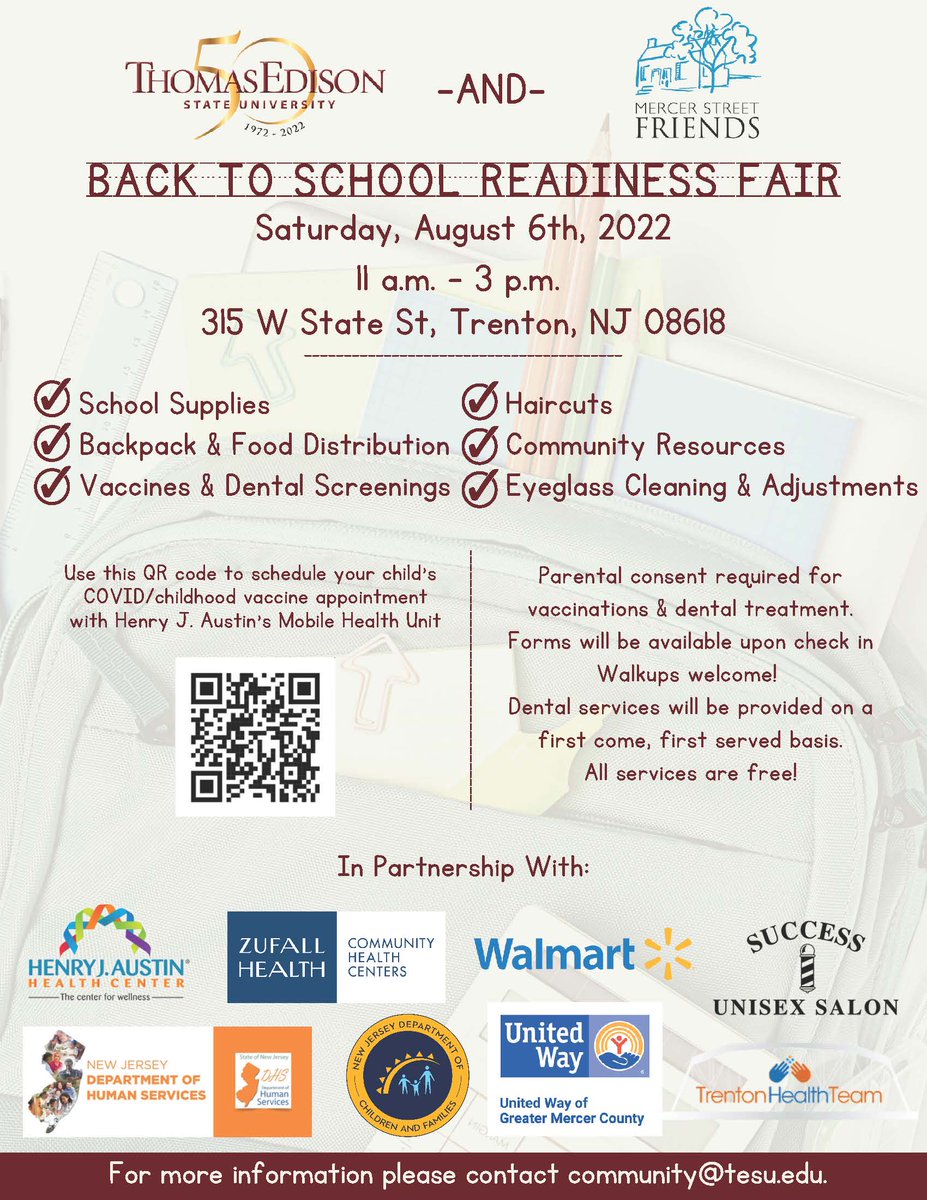 TESU's Annual Back-to-School Readiness Fair Provides Trenton Families With  Supplies and Resources
