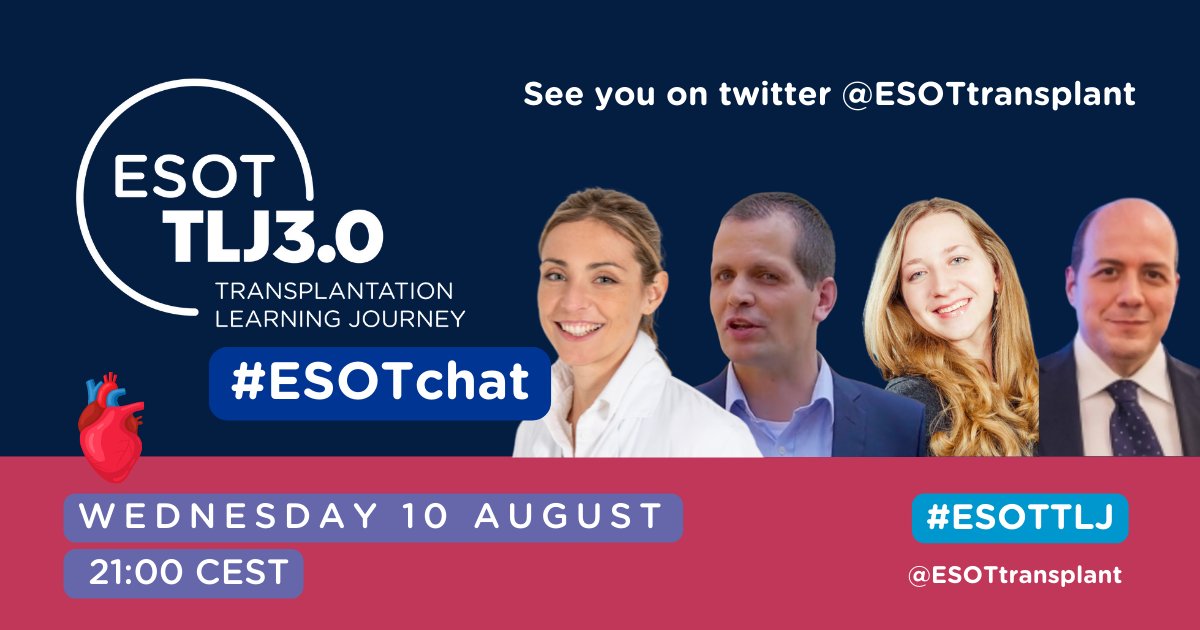 ESOTtransplant (@esottransplant) on Twitter photo #ESOTchat on ๐ ๐ฎ๐ฐ๐ต๐ถ๐ป๐ฒ ๐ฝ๐ฒ๐ฟ๐ณ๐๐๐ถ๐ผ๐ป ๐ถ๐ป ๐ฐ๐ฎ๐ฟ๐ฑ๐ถ๐ผ๐๐ต๐ผ๐ฟ๐ฎ๐ฐ๐ถ๐ฐ ๐๐ฟ๐ฎ๐ป๐๐ฝ๐น๐ฎ๐ป๐๐ฎ๐๐ถ๐ผ๐ป
a topic of #ESOTTLJ
You are all invited to join us next Wednesday 10 August at 21:00 CEST!
Guests <a href="/Dra_BelloIrene/">Irene</a> & <a href="/ArneNeyrinck/">arne neyrinck</a>
w/ <a href="/DrLadyMaria/">Dr. Lady Maria</a> & <a href="/CAmarelli74/">Cristiano Amarelli</a> #ESOTchat on ๐ ๐ฎ๐ฐ๐ต๐ถ๐ป๐ฒ ๐ฝ๐ฒ๐ฟ๐ณ๐๐๐ถ๐ผ๐ป ๐ถ๐ป ๐ฐ๐ฎ๐ฟ๐ฑ๐ถ๐ผ๐๐ต๐ผ๐ฟ๐ฎ๐ฐ๐ถ๐ฐ ๐๐ฟ๐ฎ๐ป๐๐ฝ๐น๐ฎ๐ป๐๐ฎ๐๐ถ๐ผ๐ป
a topic of #ESOTTLJ
You are all invited to join us next Wednesday 10 August at 21:00 CEST!
Guests <a href="/Dra_BelloIrene/">Irene</a> & <a href="/ArneNeyrinck/">arne neyrinck</a>
w/ <a href="/DrLadyMaria/">Dr. Lady Maria</a> & <a href="/CAmarelli74/">Cristiano Amarelli</a>