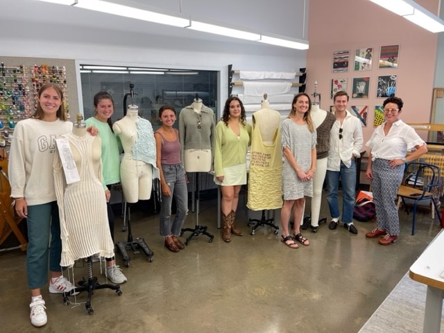 UC_DAAP's tweet photo. Senior fashion design students presented final knitwear projects to guest critic Joann Berger (FASH ’91). Students demonstrated mastery of knit structures, knitwear construction, & knit design development across a variety of fibers, yarn constructions, & garment types.
#ucdaap https://t.co/qeQCDnzsxA
