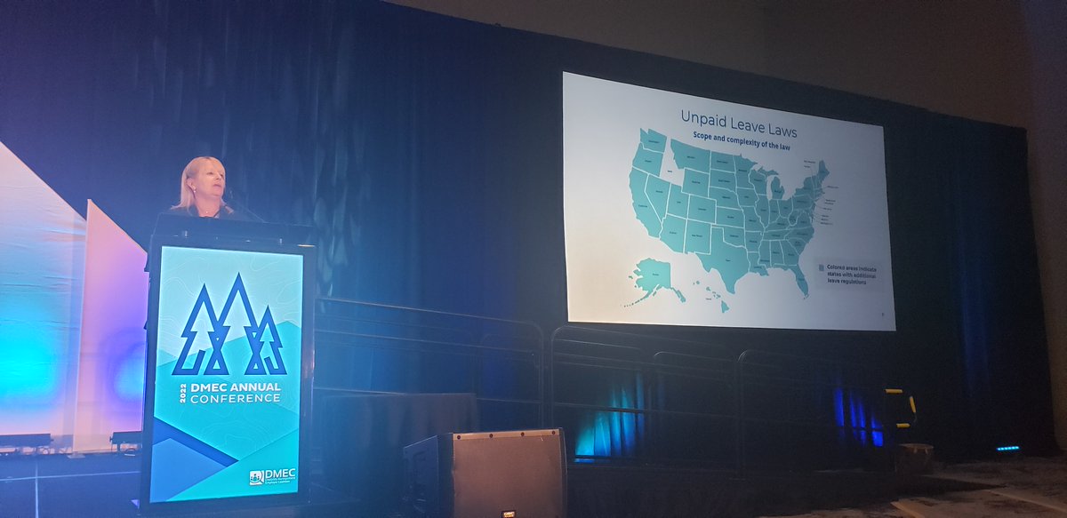 DMECAbsenceMgt's tweet photo. "For the first time, I’m hearing from my #HR colleagues that they have a seat at the table and can influence important decisions," says @unumnews Ellen McCann during #DMEC2022. With hundreds of leave laws, the question is do they have the resources they need to ensure success? https://t.co/9WVtrnGZPZ