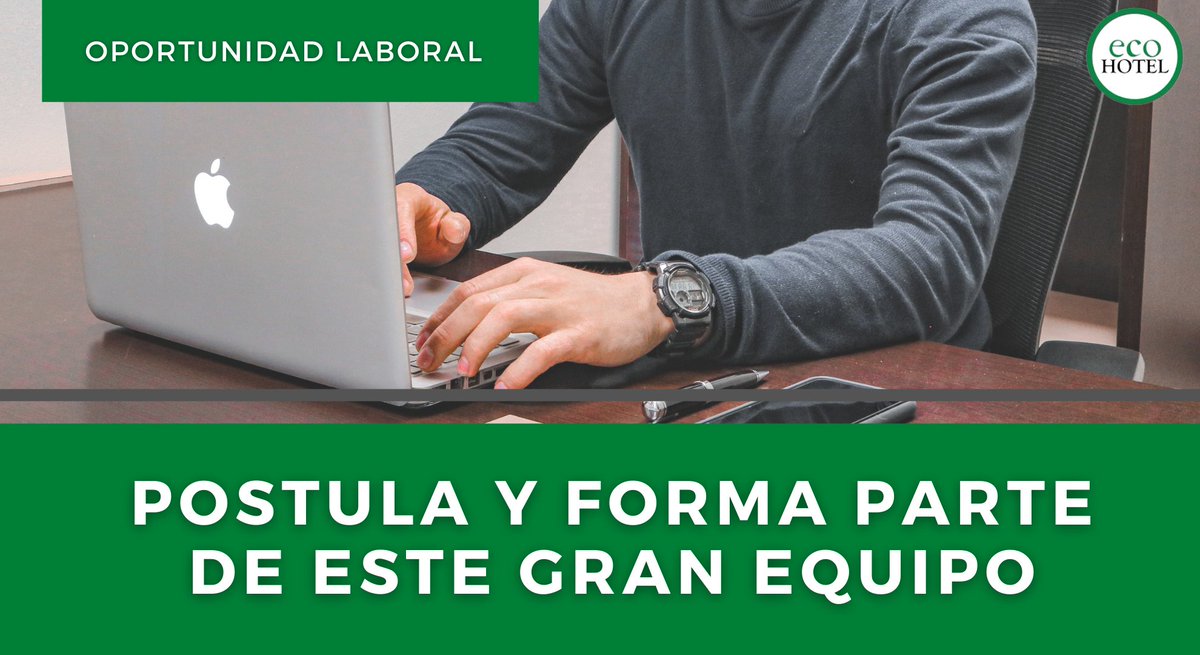 🟢 Ingresa directamente a nuestro sitio web ecohotel.cl/trabaja-con-no… y postula al cargo que más se ajuste contigo y tus conocimientos. No pierdas tiempo. (vacantes limitadas).

#motivacion #desarrollopersonal #empleo #oportunidadlaboral #talca #hotelesenmaule