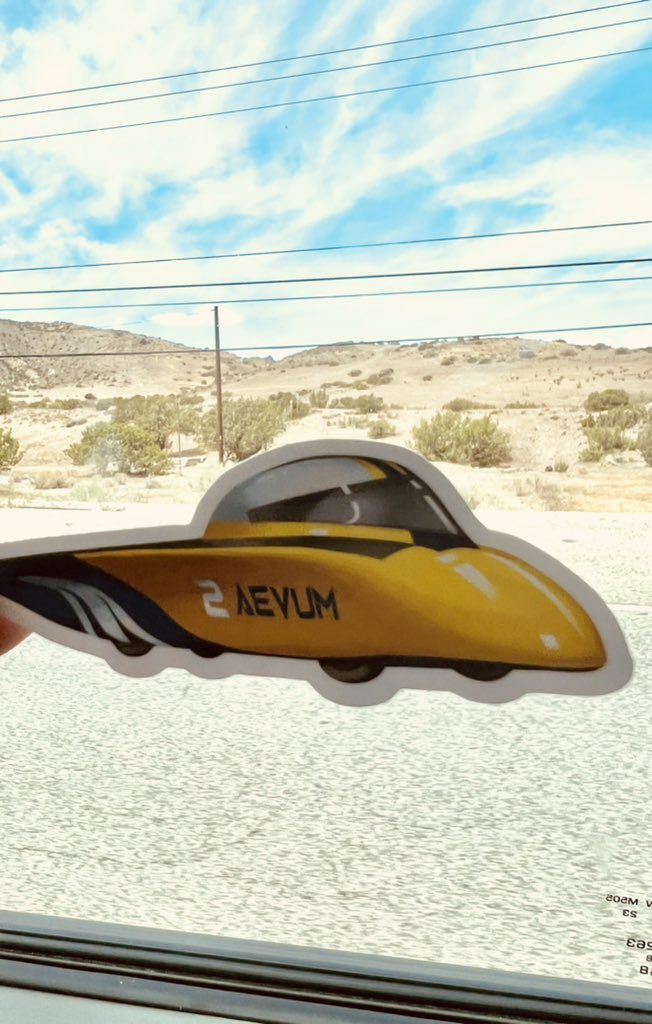 UMSolarCarTeam's tweet photo. We will be arriving in Los Angeles sometime between 1:30pm - 2:00pm and the real Aevum and stickers will be there😆
#MichiganSunRun https://t.co/y1hfIjeTaI