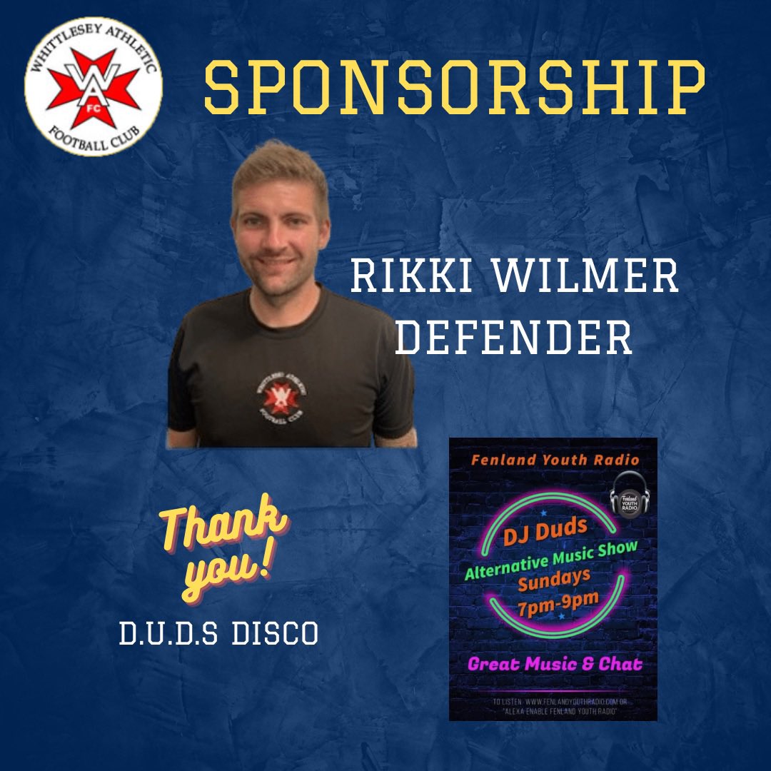 🪩 D.U.D.S Disco will sponsor <a href="/rikki2488/">Rikki Wilmer</a> for 2022/23.

Cheers, Dave 👏 

Tune in to <a href="/FenlandYRadio/">Fenland Youth Radio</a> this Sunday to hear DJ Duds.