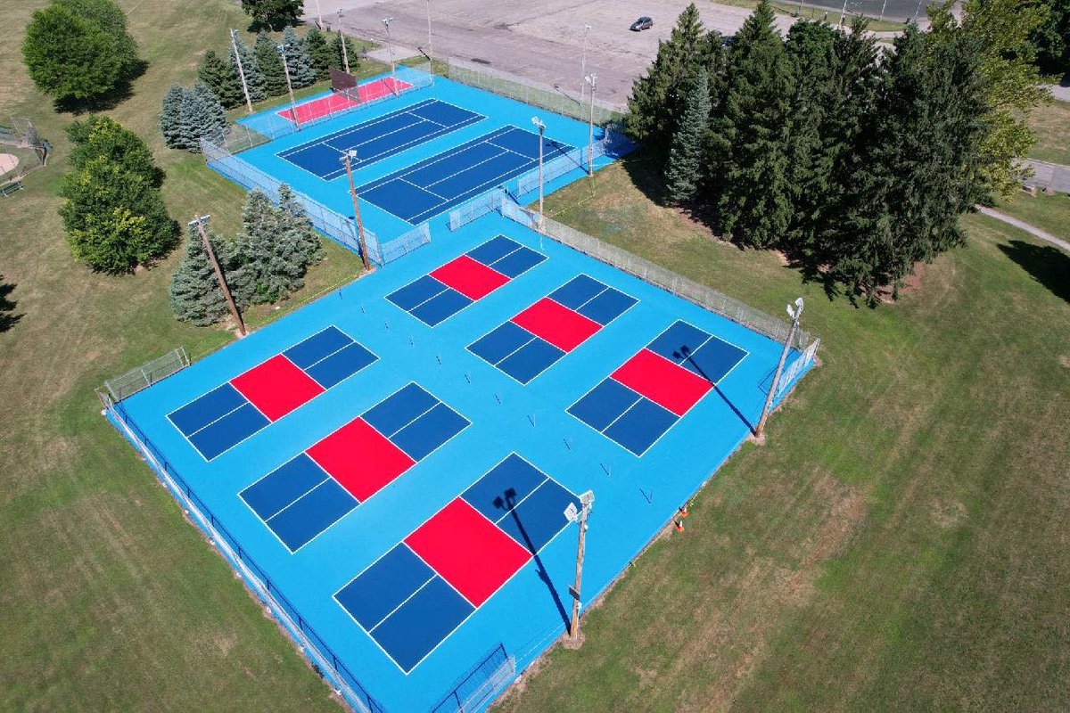 PerintonRec's tweet image. It is almost time to cut the ribbon on the new Pickleball and Tennis courts at Fellows Road Park! The courts have been painted and lined. The fences just need to be finished and the nets put on the courts. The goal is to have them in use by mid-August.