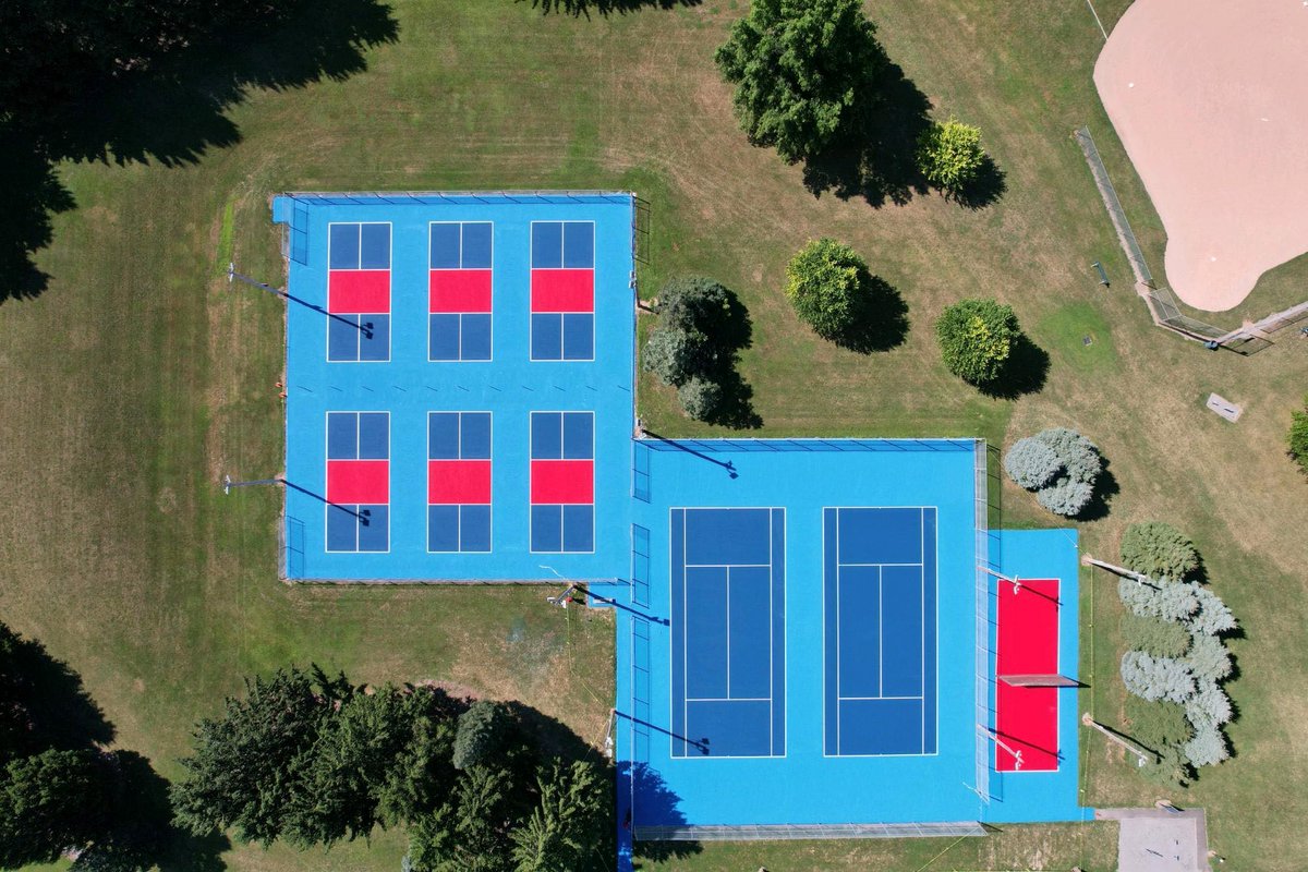 PerintonRec's tweet image. It is almost time to cut the ribbon on the new Pickleball and Tennis courts at Fellows Road Park! The courts have been painted and lined. The fences just need to be finished and the nets put on the courts. The goal is to have them in use by mid-August.