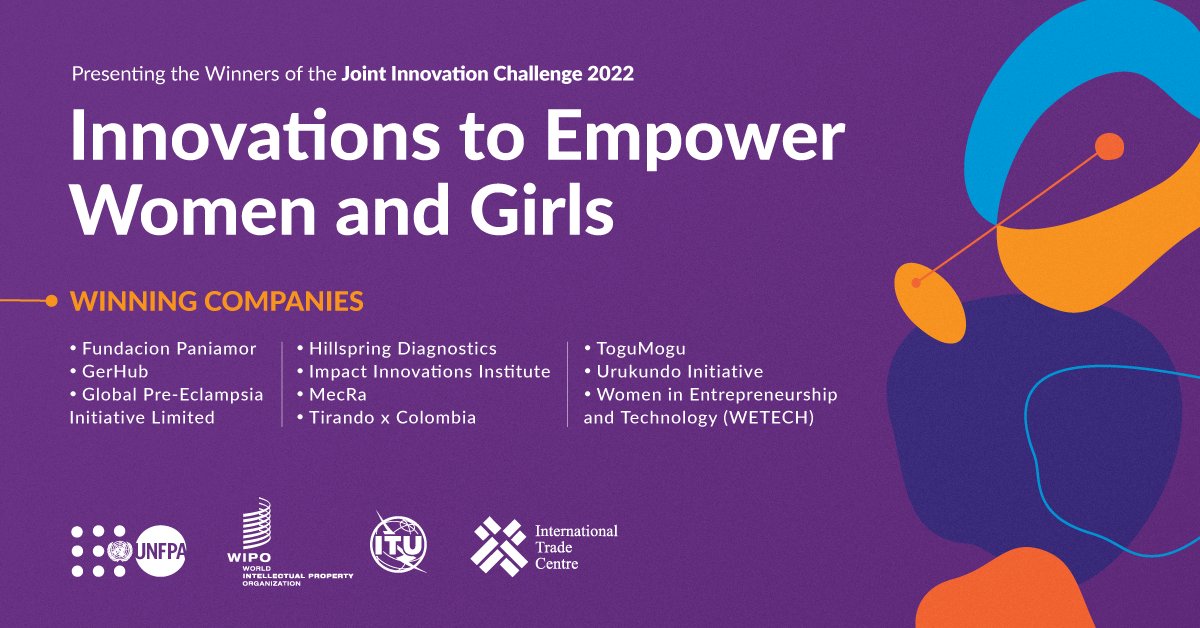 UNFPAInnovation's tweet photo. 300 submissions, 61 countries and 20 finalists later - meet the ten winners of our Joint Innovation Challenge 2022 with @WIPO @ITCnews and @ITU! 🥳https://t.co/5bx2vdBs7O  #socialimpact https://t.co/5R8SUZdp2A