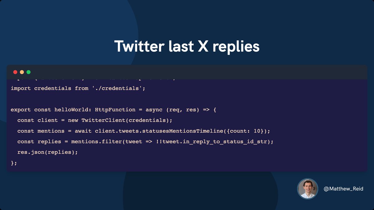 Code snippet to get last X replies to a Tweet