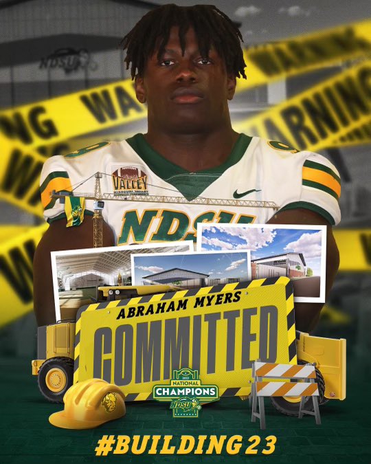 Abraham Myers (@abrahammyers13) on Twitter photo I’m excited to announce my commitment to North Dakota State University! I’m very grateful for this opportunity to continue my football and academic career. Big thanks to everyone that helped me make this decision.Go bison!!🦬💛💚<a href="/NDSUfootball/">NDSU Football</a> <a href="/Coach_Entz/">Coach Matthew Entz</a> <a href="/NickGoeser/">Nick Goeser</a> <a href="/Coach_Roehl/">Coach Tyler Roehl</a> I’m excited to announce my commitment to North Dakota State University! I’m very grateful for this opportunity to continue my football and academic career. Big thanks to everyone that helped me make this decision.Go bison!!🦬💛💚<a href="/NDSUfootball/">NDSU Football</a> <a href="/Coach_Entz/">Coach Matthew Entz</a> <a href="/NickGoeser/">Nick Goeser</a> <a href="/Coach_Roehl/">Coach Tyler Roehl</a>