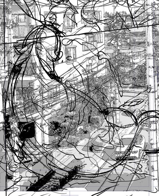 描こうか悩んだけど背景素材いただきパース合わせた
明日線画終わらせて明後日仕上げて納品したい 