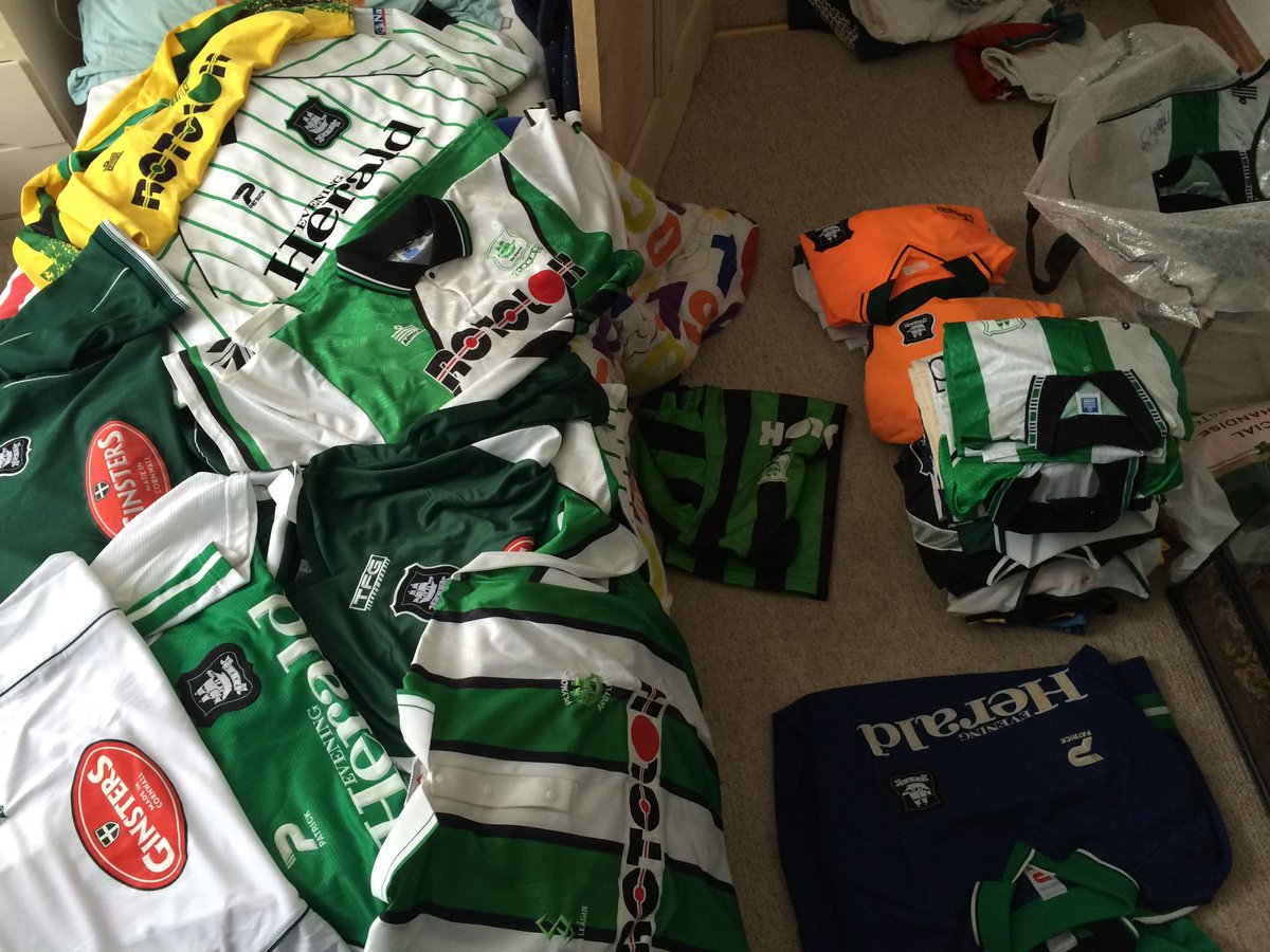 TommoTomkinson's tweet photo. @CarlBarnard15 @Argyle @theterracelife I have over 100 shirts and could be persuaded to sell, message me if interested. Many signed and match worn from last 30 years https://t.co/a7jcLLxMZ0