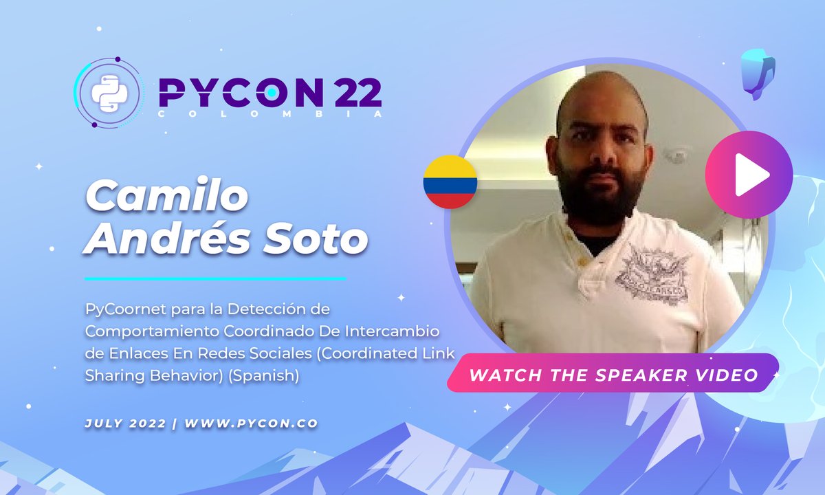 pyconcolombia's tweet image. Watch the video of Camilo Soto, he teaches us about &quot;PyCoornet para la Detección de Comportamiento Coordinado De Intercambio de Enlaces En Redes Sociales (Coordinated Link Sharing Behavior)&quot;

youtu.be/eTHJJNjm7fw

#PyconColombia2022 #Online #Julio #Programacion #Programming
