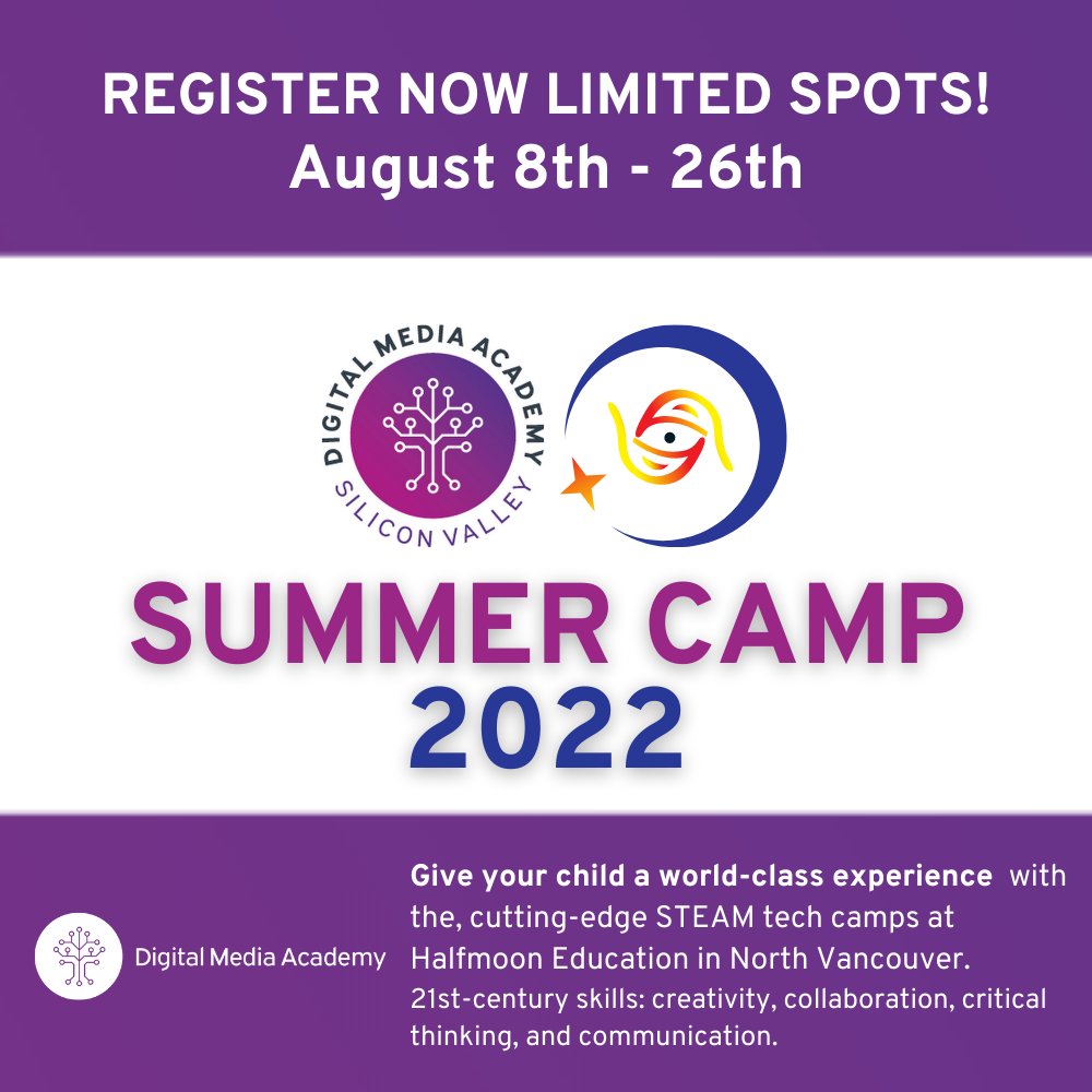 DMA Summer Tech Camps, extended all August! 🙌Get a great High-end camp experience before summer ends! NEXT: Drawing &amp; Digital Design with Adobe Photoshop.
#ComputerScience #ArtificialIntelligence #musicproduction #creativedesign #GameDevelopment #DigitalStorytelling #animation.