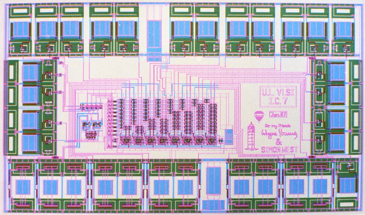 Slartybartfast's tweet photo. Found some old screen captures from my first chip design back in May 1987. See ALT text in the images for details. https://t.co/dT5JqG5XI6