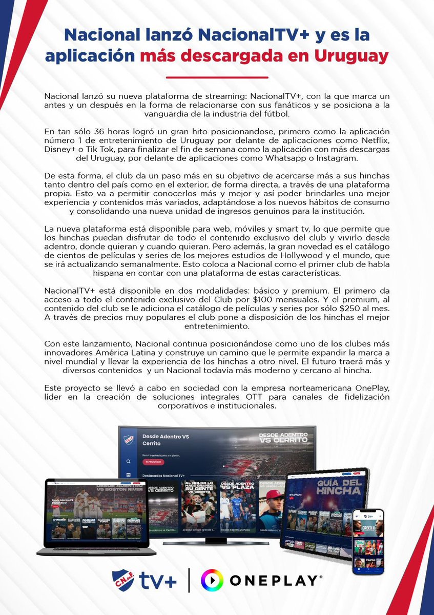decanocom's tweet photo. NacionalTV+ la aplicación más descargada del país.

#ElClubGigante 👇🏼 https://t.co/G5TmS0sTIB