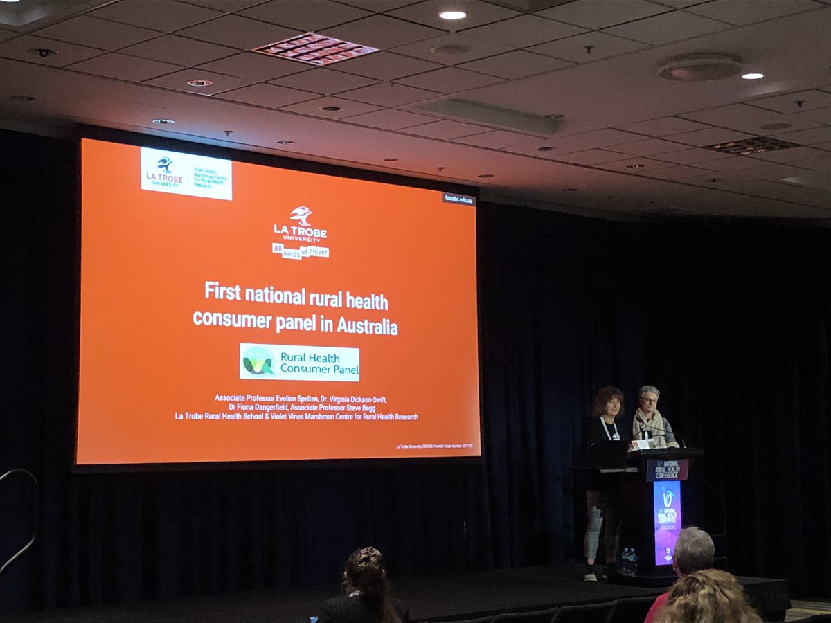 Wonderful presentation to a big crowd at the #16nrhc #ruralhealthconf from <a href="/FDangerfield08/">Fiona Dangerfield</a> and Evelien Spelten. Join the panel and let’s make a difference to #ruralhealth