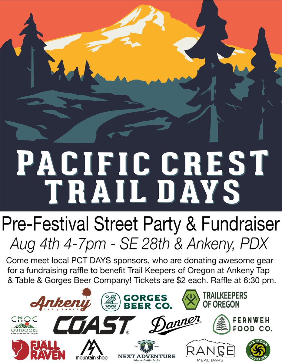 Big day tomorrow!  Come join all of these brands on the Ankeny Street Promenade tomorrow starting at 4pm!  This is a Portland-area kickoff party for the PCT Days fest that will be in 2 weeks in Cascade Locks.
#pdxevents #streetparty