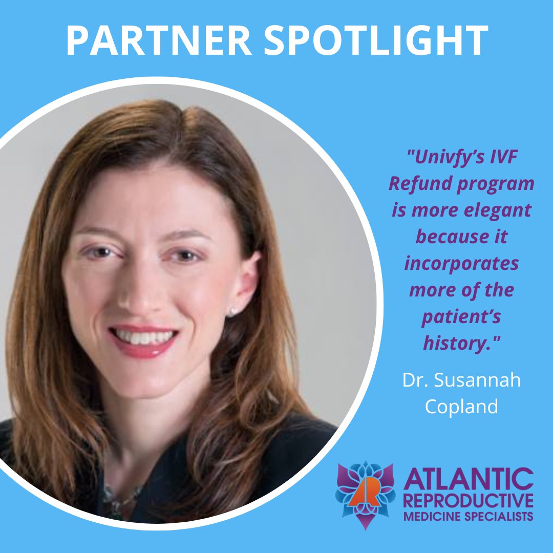Univfy's tweet photo. “Univfy’s #IVFRefund program is more elegant because it incorporates more of the patient’s history. By being more data-driven, we are offering more tailored packages to each patient.” – Dr. Susannah Copland, Fertility Specialist at @AtlanticRepro https://t.co/CZ9os7BSOK